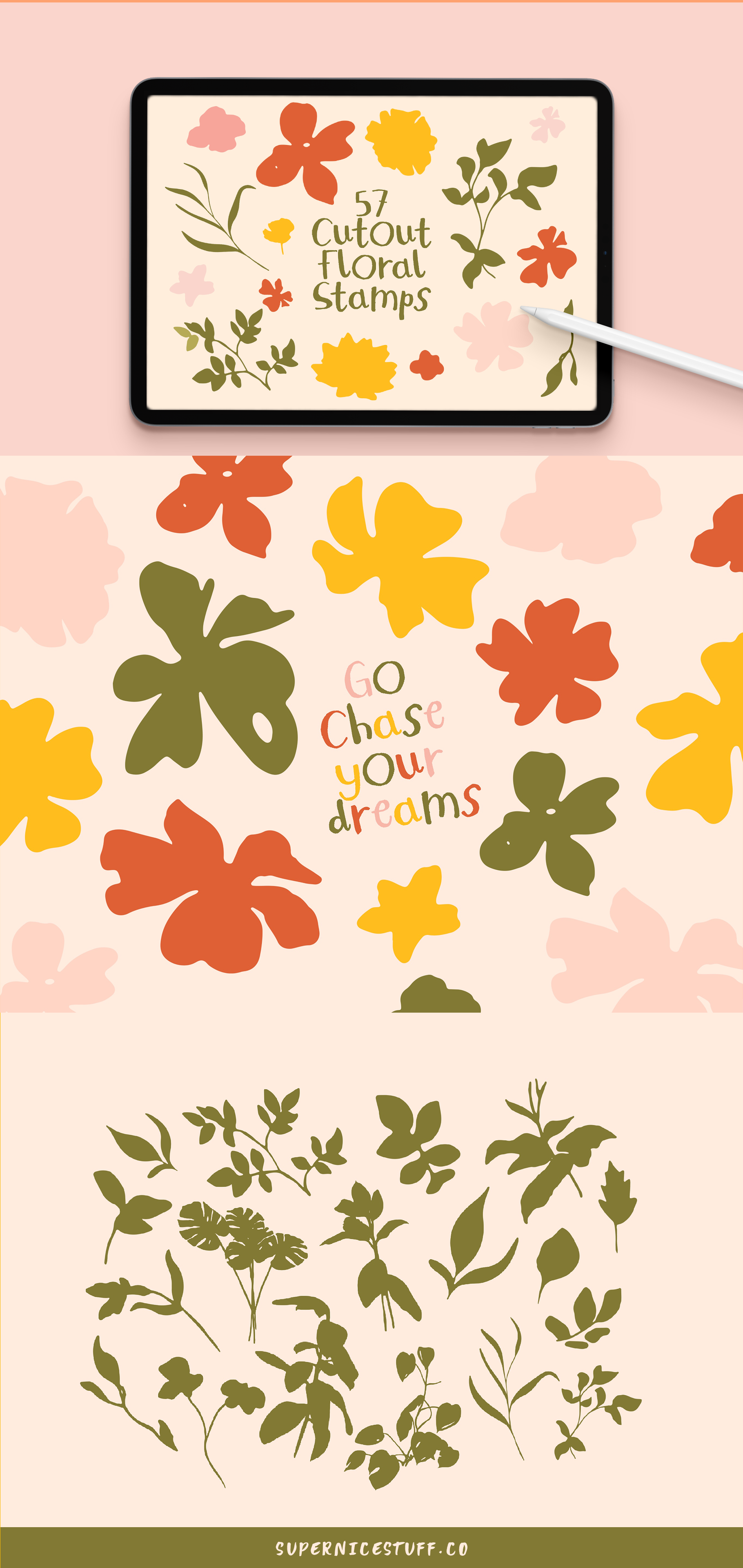 Cutout Floral Stamps for Procreate
