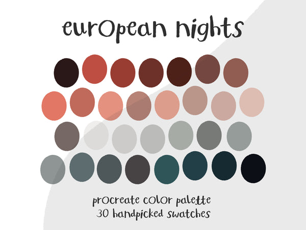 Color Palette for Procreate | European Nights
